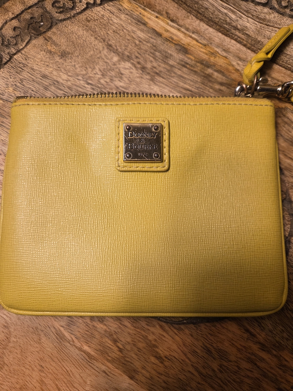 Dooney & Bourke Dandelion Yellow Leather Wristlet Pouch - Picture 2 of 13